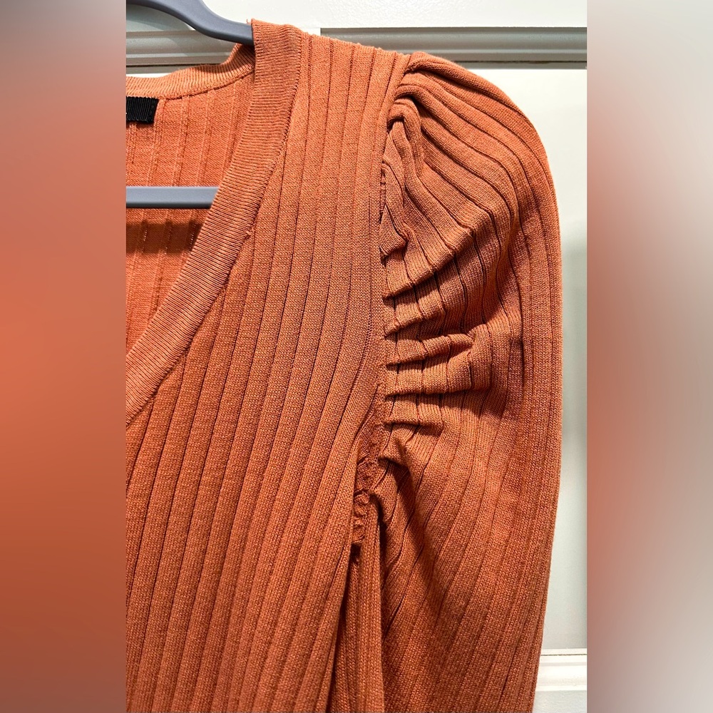 Love Tree Terracotta Ribbed Cardigan in Burnt Orange - Size Medium - Picture 3 of 5